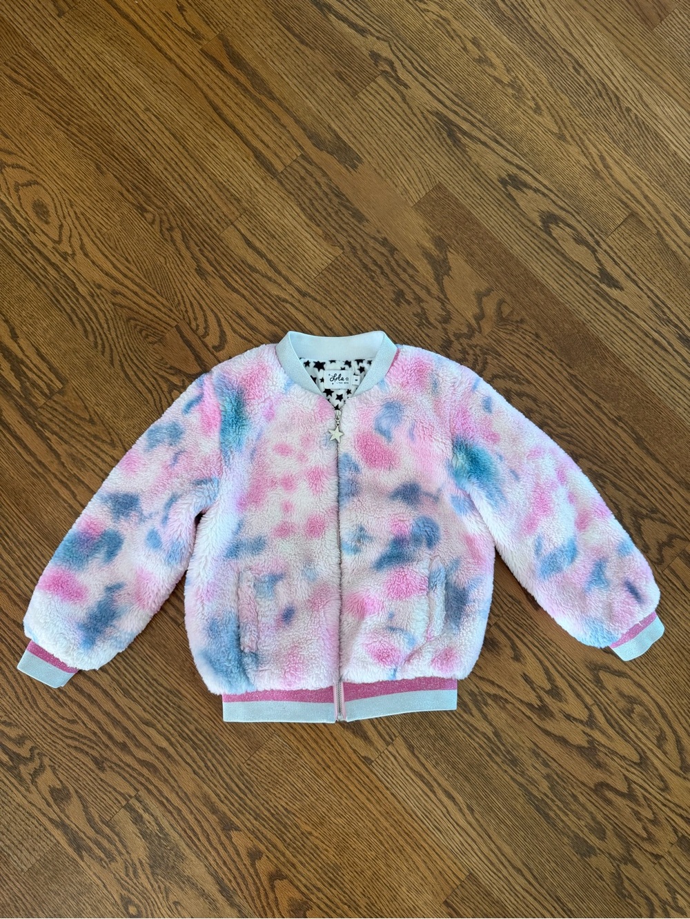 Size 6 Girls Lola and The Boys Plush Tie-Dye Bomber Jacket